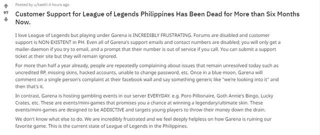 LMHT: Garena bị tố bỏ bê game thủ, biến máy chủ Philippines thành Dead Server - Ảnh 1.