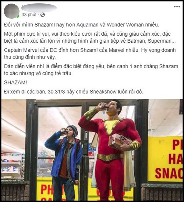 Khán giả Việt sau suất chiếu sớm phát cuồng vì Shazam: Phim siêu anh hùng lầy lội nhất từ trước đến nay - Ảnh 1.