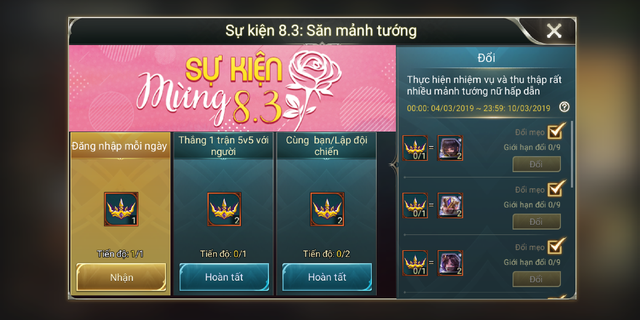 Liên Quân Mobile: Game thủ được tặng FREE mảnh tướng Violet/Ilumia/Điêu Thuyền nhân dịp 8/3 - Ảnh 2.