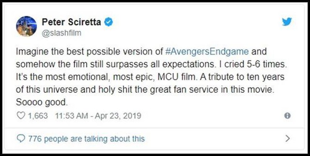 Tổng hợp cảm xúc của những khán giả đầu tiên được xem Avengers: Endgame, quá hoành tráng, quá cảm động và họ đều đã khóc - Ảnh 3.