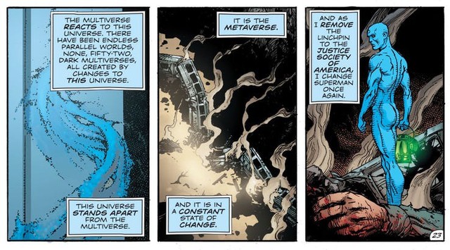 Tại sao Dr. Manhattan, cựu siêu anh hùng sở hữu năng lực tựa Chúa Trời lại muốn thay đổi đa vũ trụ DC? - Ảnh 4.