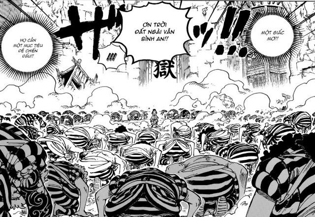 One Piece: Chúa công Momonosuke xuất hiện, các tù nhân đồng tâm nhất trí tin tưởng Luffy và chuẩn bị khởi nghĩa - Ảnh 2.