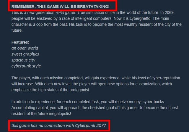 Xuất hiện tựa game nhái Cyberpunk 2077, bị phát hiện nhanh chóng đổi tên thành Cyberprank 2069 - Ảnh 2.