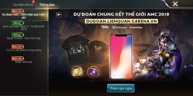 Liên Quân Mobile: Hướng dẫn nhận FREE Rương AWC, cơ hội trúng 11 skin vĩnh viễn - Ảnh 2.