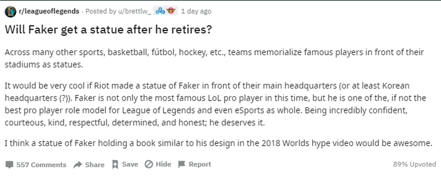 LMHT: Game thủ quốc tế cho rằng nên dựng tượng Faker giống như những huyền thoại thể thao truyền thống - Ảnh 2.