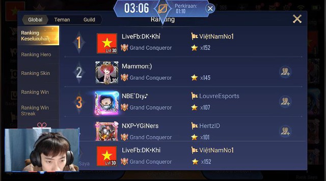 Liên Quân Mobile: Streamer Việt đạt Top 1 Thách Đấu Indonesia, đặt Quốc kỳ làm Avatar đầy tự hào - Ảnh 1.