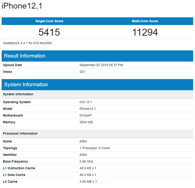 Lộ cấu hình và điểm hiệu năng của iPhone 11: CPU mới, RAM chỉ có 4GB - Ảnh 2.