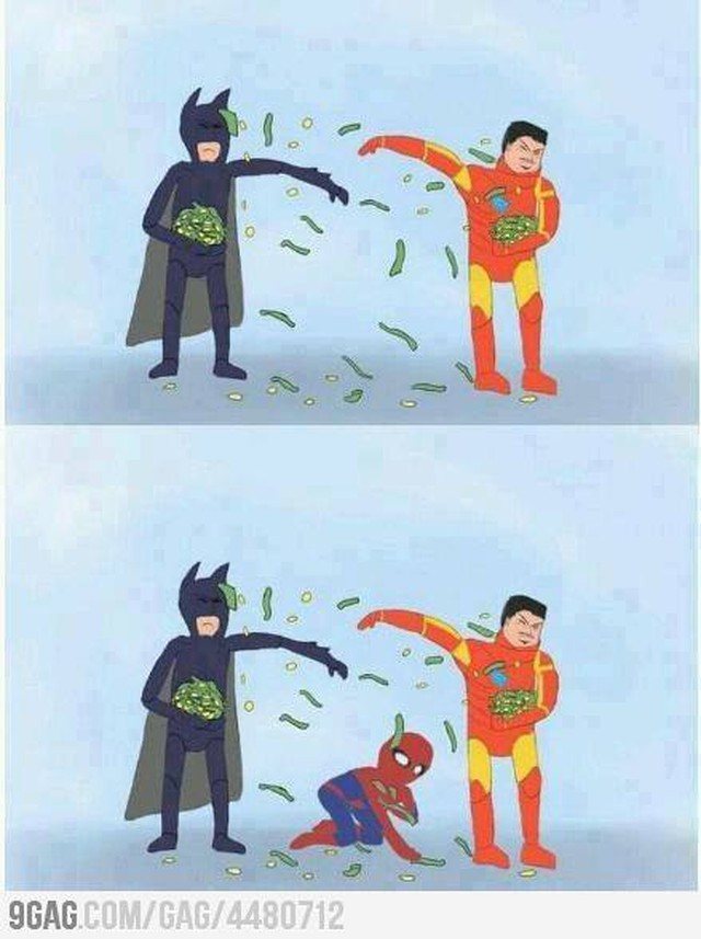 Đánh nhau kiểu Batman vs. Ironman và sự sung sướng của Spider man