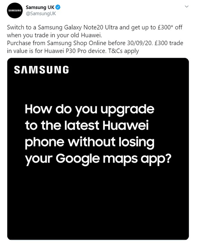 Samsung cà khịa Huawei vì không có Google, khuyên người dùng chuyển qua Note20 Ultra - Ảnh 1. Samsung cà khịa Huawei vì không có Google, khuyên người dùng chuyển qua Note20 Ultra - Ảnh 1.
