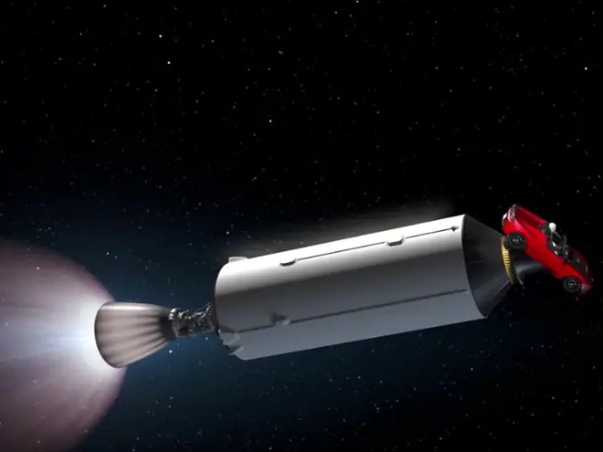 Chiếc Tesla Elon Musk phóng lên vũ trụ vừa bay ngang Sao Hoả lần đầu tiên sau 2 năm rời Trái đất - Ảnh 1. Chiếc Tesla Elon Musk phóng lên vũ trụ vừa bay ngang Sao Hoả lần đầu tiên sau 2 năm rời Trái đất - Ảnh 1.
