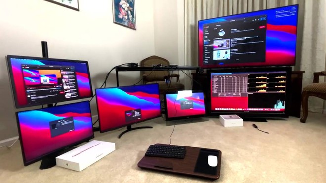 Máy Mac dùng chip Apple M1 có thể kết nối tối đa 6 màn hình nhờ giải pháp thay thế đặc biệt - Ảnh 1. Máy Mac dùng chip Apple M1 có thể kết nối tối đa 6 màn hình nhờ giải pháp thay thế đặc biệt - Ảnh 1.