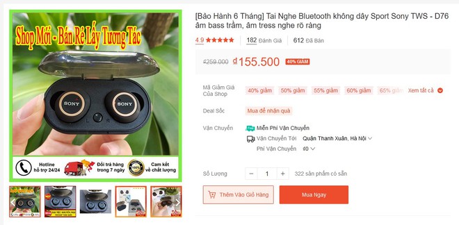 Tai nghe Sony hàng fake trên mạng bán chỉ 150k: Rõ là hàng giả mà vẫn đầy người mua, nhận cả trăm đánh giá 5 sao - Ảnh 1. Tai nghe Sony hàng fake trên mạng bán chỉ 150k: Rõ là hàng giả mà vẫn đầy người mua, nhận cả trăm đánh giá 5 sao - Ảnh 1.