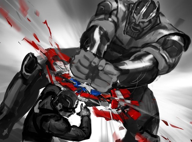 Bản vẽ concept cho thấy Thanos một tay đấm vỡ khiên Cap, nhưng đáng tiếc không được Marvel sử dụng trong bản công chiếu Endgame - Ảnh 4.
