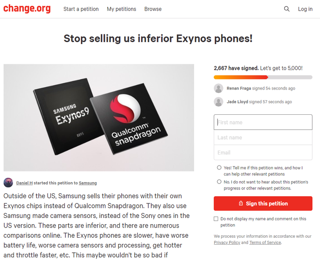 Người dùng tạo đơn thỉnh cầu trực tuyến yêu cầu Samsung dừng sử dụng chip Exynos - Ảnh 1.