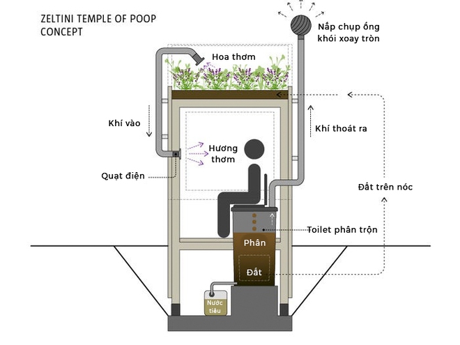 Phòng vệ sinh độc đáo tận dụng chất thải của người dùng để bón phân cho khu vườn mini trên nóc, giá gần 80 triệu đồng - Ảnh 3.