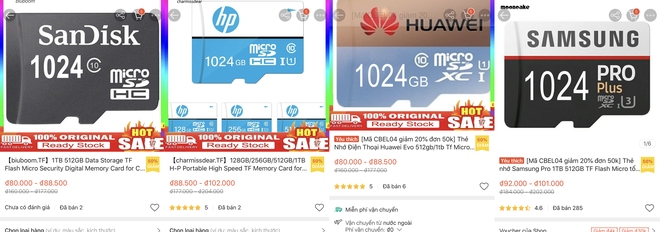 Thẻ nhớ nhái tràn ngập Shopee: 1TB chỉ 100.000 đồng, vẫn được nhiều người đánh giá 5* - Ảnh 1.