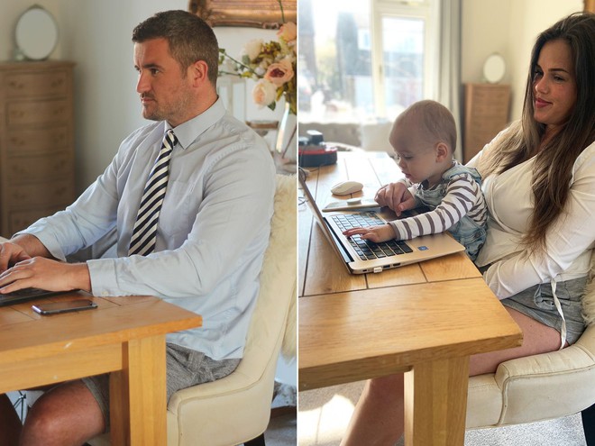 Do camera chỉ quay được nửa phần trên, gần một nửa nhân viên văn phòng tại Mỹ...không thèm mặc quần dài khi họp trực tuyến