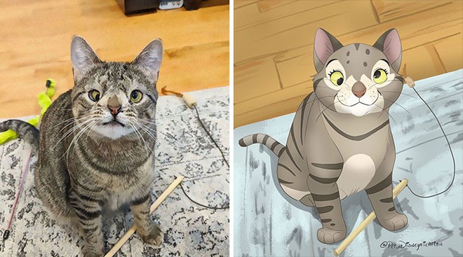 Cô họa sĩ tài năng hô biến mèo cưng thành những bức tranh minh họa tuyệt đẹp đậm chất Disney - Ảnh 4.