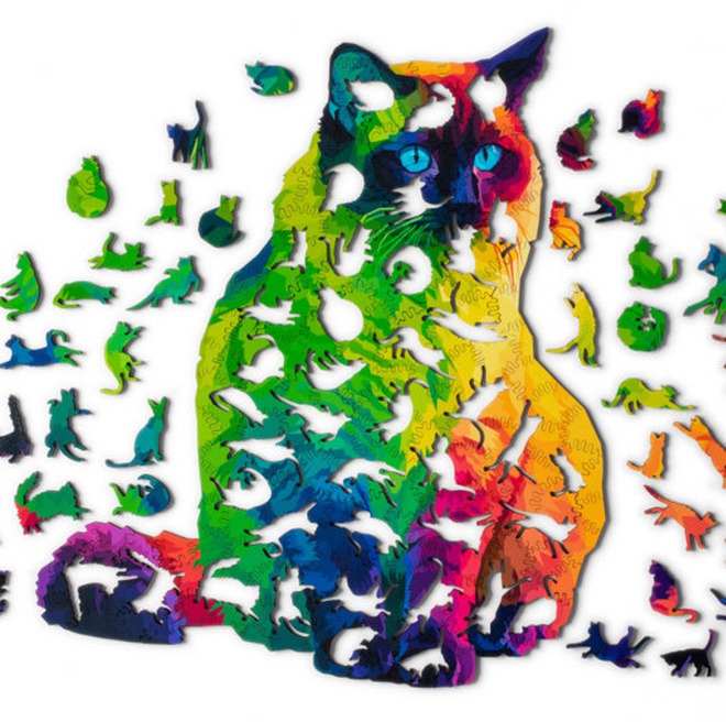 Bộ xếp hình mèo này đã phá vỡ kiểu dáng truyền thống của 1 bộ xếp hình thông thường khi các mảnh ghép được thiết kế theo hàng loạt tư thế khác nhau của