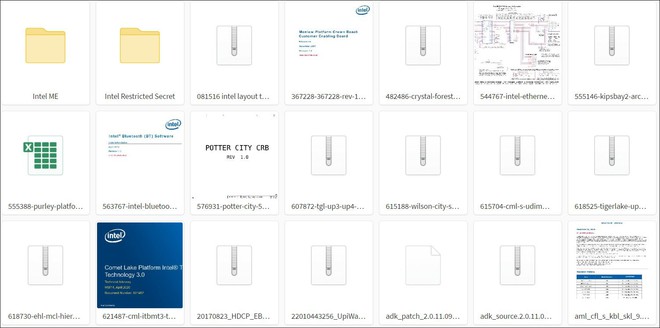 Ảnh chụp màn hình một số tài liệu bị rò rỉ của Intel