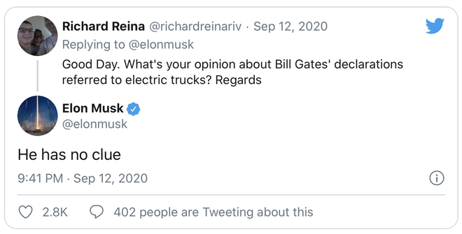 Elon Musk phản pháo Bill Gates, nói nhà sáng lập Microsoft chẳng biết gì về xe tải chạy điện - Ảnh 1.