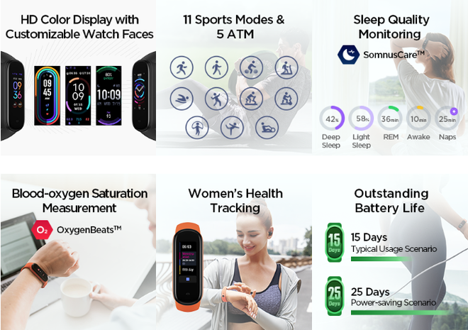 Xiaomi ra mắt Amazfit Band 5: Đo Oxy trong máu như Apple Watch Series 6, giá 1 triệu đồng - Ảnh 3. Xiaomi ra mắt Amazfit Band 5: Đo Oxy trong máu như Apple Watch Series 6, giá 1 triệu đồng - Ảnh 3.