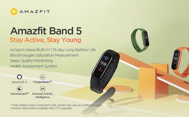 Xiaomi ra mắt Amazfit Band 5: Đo Oxy trong máu như Apple Watch Series 6, giá 1 triệu đồng - Ảnh 1. Xiaomi ra mắt Amazfit Band 5: Đo Oxy trong máu như Apple Watch Series 6, giá 1 triệu đồng - Ảnh 1.