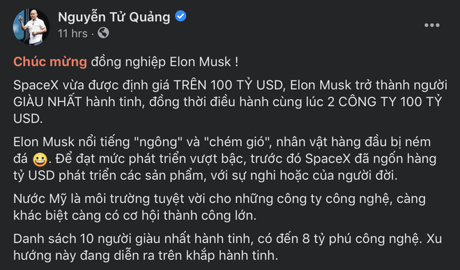 CEO BKAV Nguyễn Tử Quảng nói về đồng nghiệp Elon Musk: Ngớ ngẩn, cả tin, top nhân vật bị ném đá - Ảnh 1.