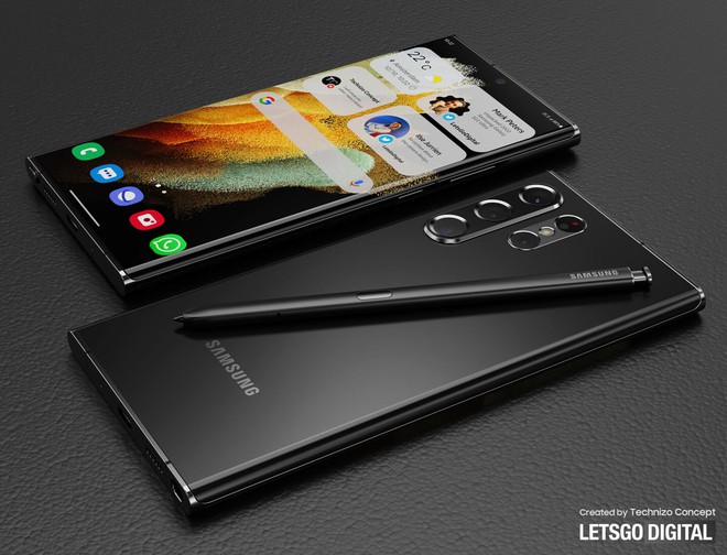 Ảnh thiết kế Galaxy S22 Ultra với bút S Pen: Thế này thì cần gì Galaxy Note - Ảnh 1.