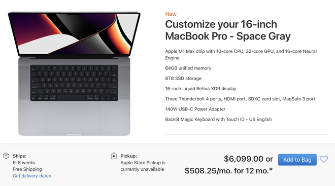 MacBook Pro 16 inch bản max option có giá lên tới 140 triệu đồng - Ảnh 1.