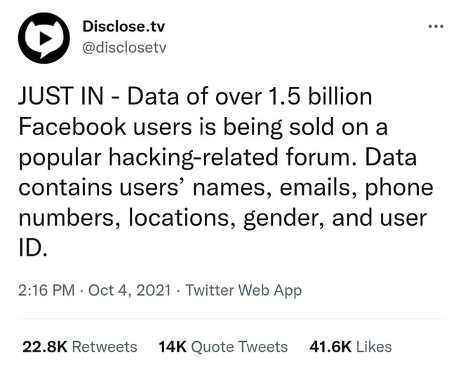 Đừng để bị lừa, không có chuyện dữ liệu 1,5 tỷ người dùng Facebook bị rao bán trên web - Ảnh 1.