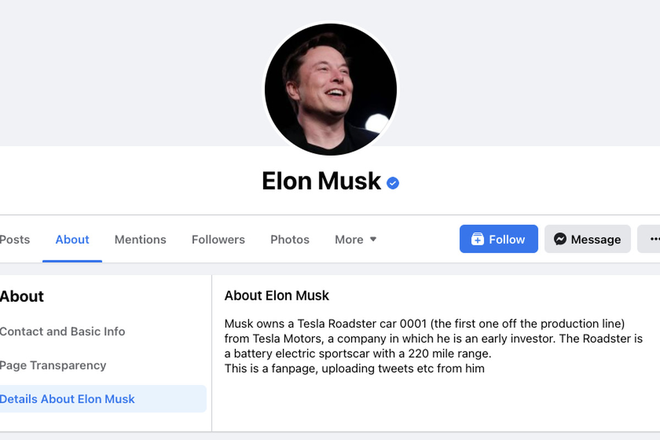 Facebook cấp tích xanh cho fanpage Elon Musk không phải chính chủ - Ảnh 1.