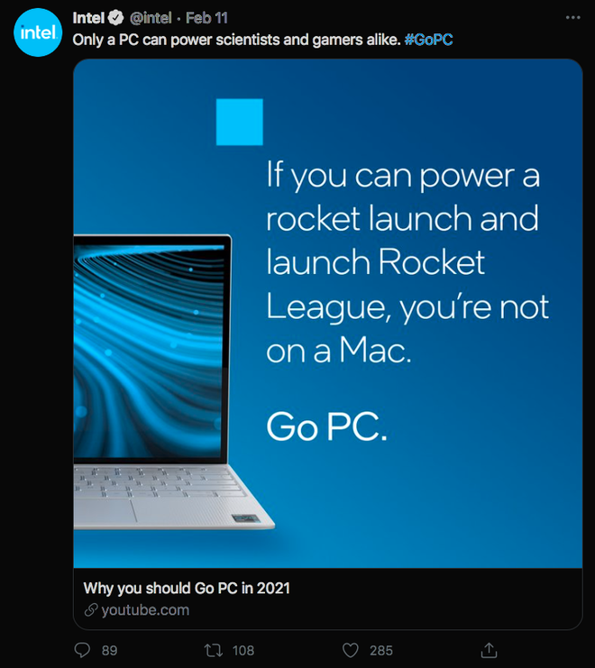 Intel chê MacBook M1 không hỗ trợ cảm ứng, không chơi được Rocket League - Ảnh 3. Intel chê MacBook M1 không hỗ trợ cảm ứng, không chơi được Rocket League - Ảnh 3.