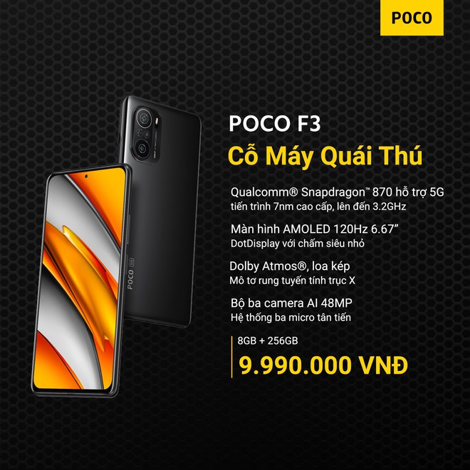POCO F3 và POCO X3 Pro ra mắt tại VN: Snapdragon 870/860, màn hình 120Hz, giá từ 8.99/6.99 triệu đồng - Ảnh 1.