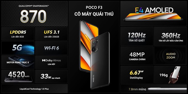 POCO F3 và POCO X3 Pro ra mắt tại VN: Snapdragon 870/860, màn hình 120Hz, giá từ 8.99/6.99 triệu đồng - Ảnh 2.