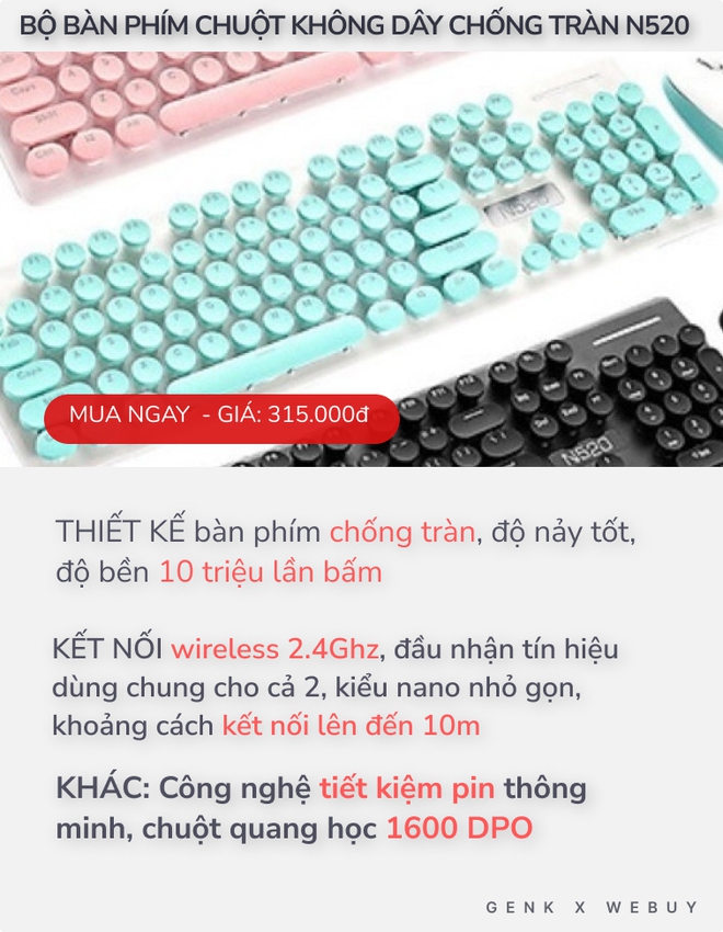 4 bàn phím chống tràn dành cho “team hậu đậu”: Giá chỉ từ 110K, nhiều loại kết nối không dây cực tiện - Ảnh 1. 4 bàn phím chống tràn dành cho “team hậu đậu”: Giá chỉ từ 110K, nhiều loại kết nối không dây cực tiện - Ảnh 1.