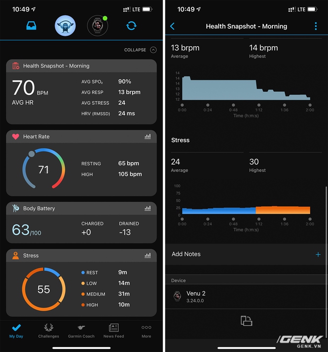 Trải nghiệm nhanh đồng hồ thông minh Garmin Venu 2: Cân bằng giữa yếu tố thể thao và thời trang, có nên mua khi giá ngang ngửa Apple Watch Series 6? - Ảnh 12. Trải nghiệm nhanh đồng hồ thông minh Garmin Venu 2: Cân bằng giữa yếu tố thể thao và thời trang, có nên mua khi giá ngang ngửa Apple Watch Series 6? - Ảnh 12.