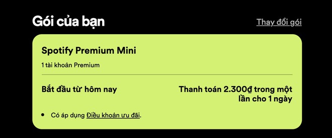 Spotify ra mắt gói Premium Mini: Nghe nhạc hàng ngày hoặc hàng tuần với giá chỉ từ 2,300 đồng - Ảnh 3.