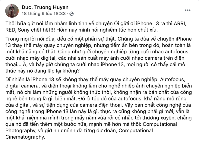 Giám đốc kỹ thuật của hàng loạt phim Việt đình đám nói gì về công nghệ Cinematic Mode trên iPhone 13? - Ảnh 2. Giám đốc kỹ thuật của hàng loạt phim Việt đình đám nói gì về công nghệ Cinematic Mode trên iPhone 13? - Ảnh 2.
