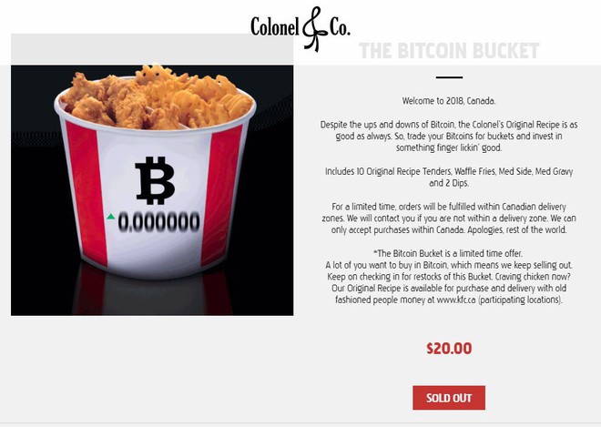 KFC Canada cho phép khách hàng mua gà rán bằng ... Bitcoin - Ảnh 1.