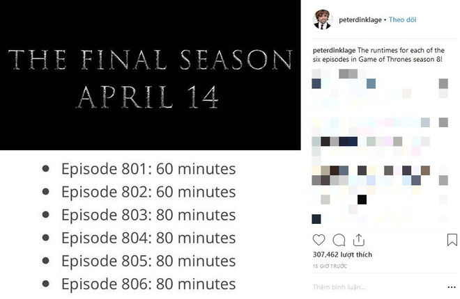 Tyrion Lannister tiết lộ mỗi tập phim Game of Thrones season 8 sẽ dài ít nhất 1 tiếng đồng hồ - Ảnh 1.