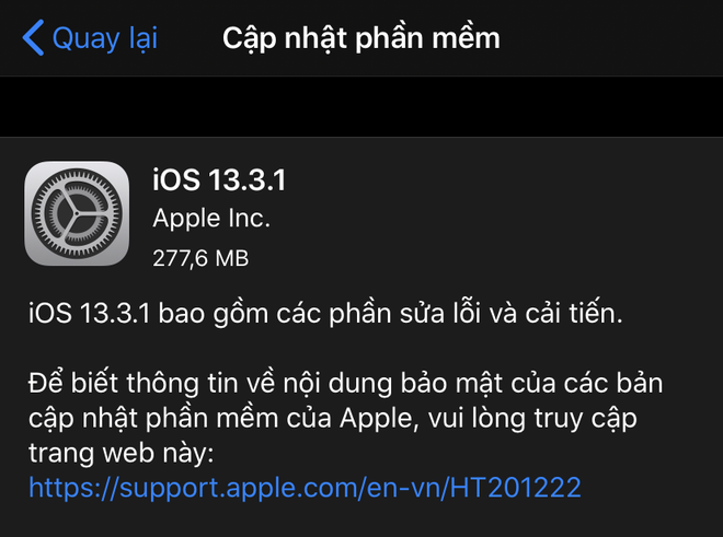 Apple tung ra iOS 13.3.1, sau đây là những thay đổi - Ảnh 1.
