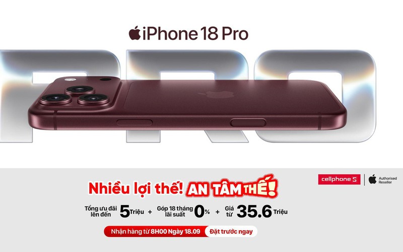 Đặt trước iPhone 18 Pro, iPhone 18 Pro Max chính hãng, ưu đãi đến 5 triệu