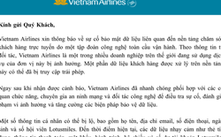 Vietnam Airlines khẳng định thông tin thẻ tín dụng, số dư tài khoản,...của khách hàng vẫn an toàn sau sự cố bảo mật, khuyến nghị đổi mật khẩu
