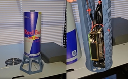 Lon Red Bull này thực ra là mini PC, chạy Rasberry Pi, chơi được game cổ điển