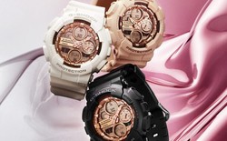 Casio tung G-Shock tông vàng hồng kim loại, giá hơn 460.000 đồng, pin 2 năm, chống nước 200 m