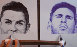 Nghệ sĩ Việt vẽ Ronaldo và Messi cùng lúc chỉ bằng một tay khiến cư dân mạng toàn cầu choáng váng: đẹp như máy in 