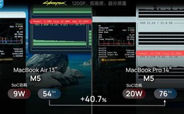 Thiếu một cái quạt, MacBook Air M5 chơi game kém MacBook Pro 40%