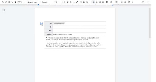 Google integrates Gmail into Docs, making it super convenient to compose and send emails