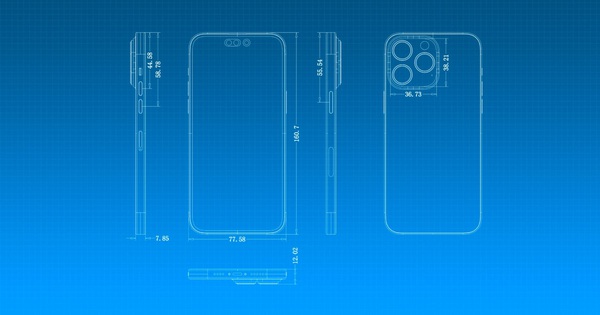 The iPhone 14 Pro render image shows the camera cluster convexity, confirming the presence of the ‘pill’ shaped notch